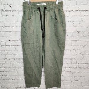 Zara Green Straight Casual Pull On Drawstring Pants Size M